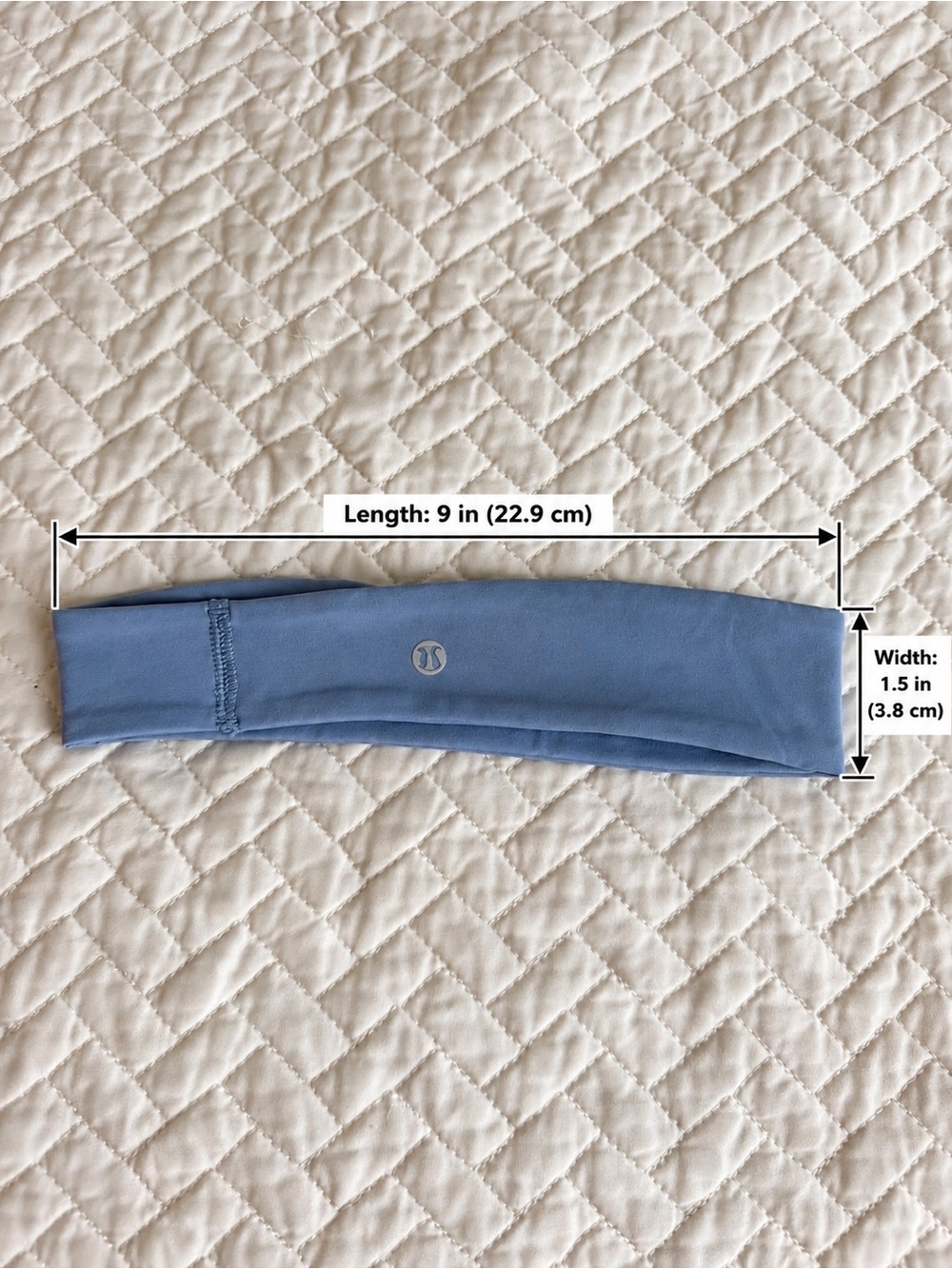 Lululemon Light Blue Stretch Running Headband Reflective Logo One Size